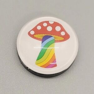 Rainbow Mushroom Magnet – 1 Inch, Ceramic, Refrigerator